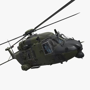 NH90 Army Multirole Helicopter Green Camo with Interior Rigged for Maya 3D