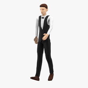 Waiter Low Poly Rigged for Maya 3D model