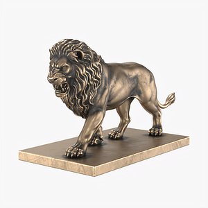 Lion Statue Walking Angry Bronze
