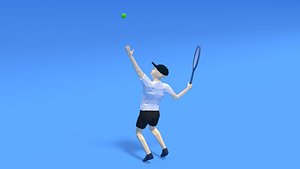 3D model kid playing tennis