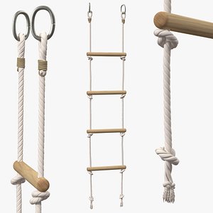 wooden rope ladder 3D