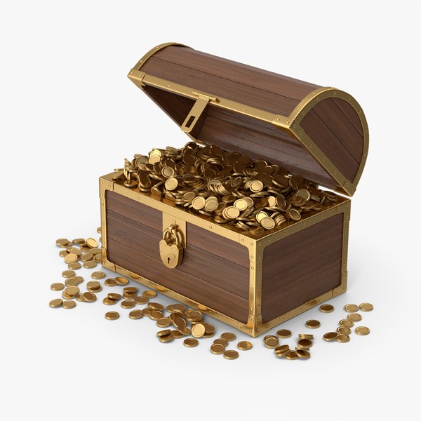 3D model Wooden Chest With Gold Coins