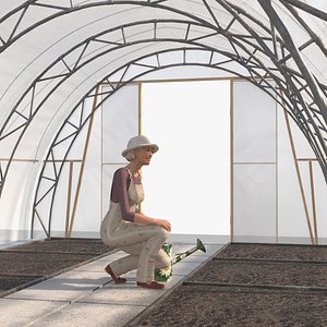 Greenhouse Tent with Gardener