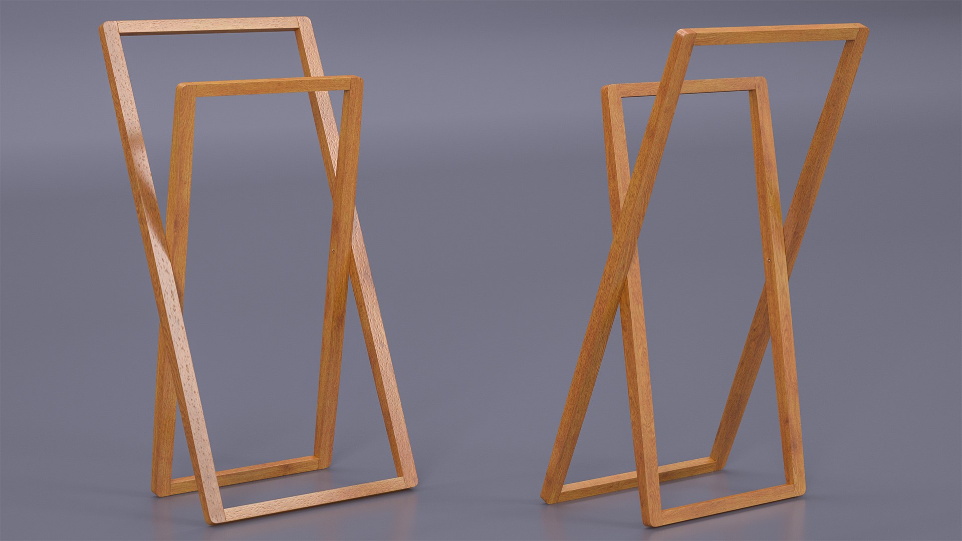 Freestanding Folding Wood Towel Rail 3D model preview