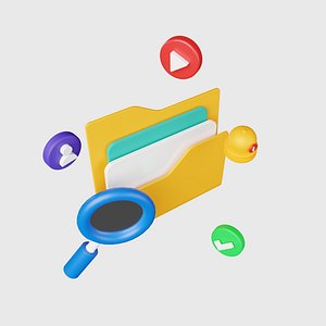 Folder Notification 3D Icon Illustration