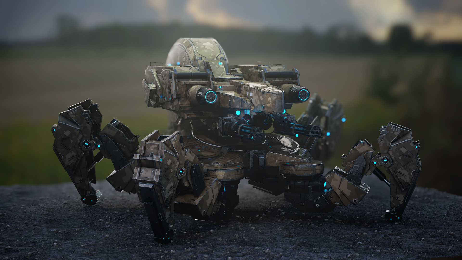 spider tank mech rigged max