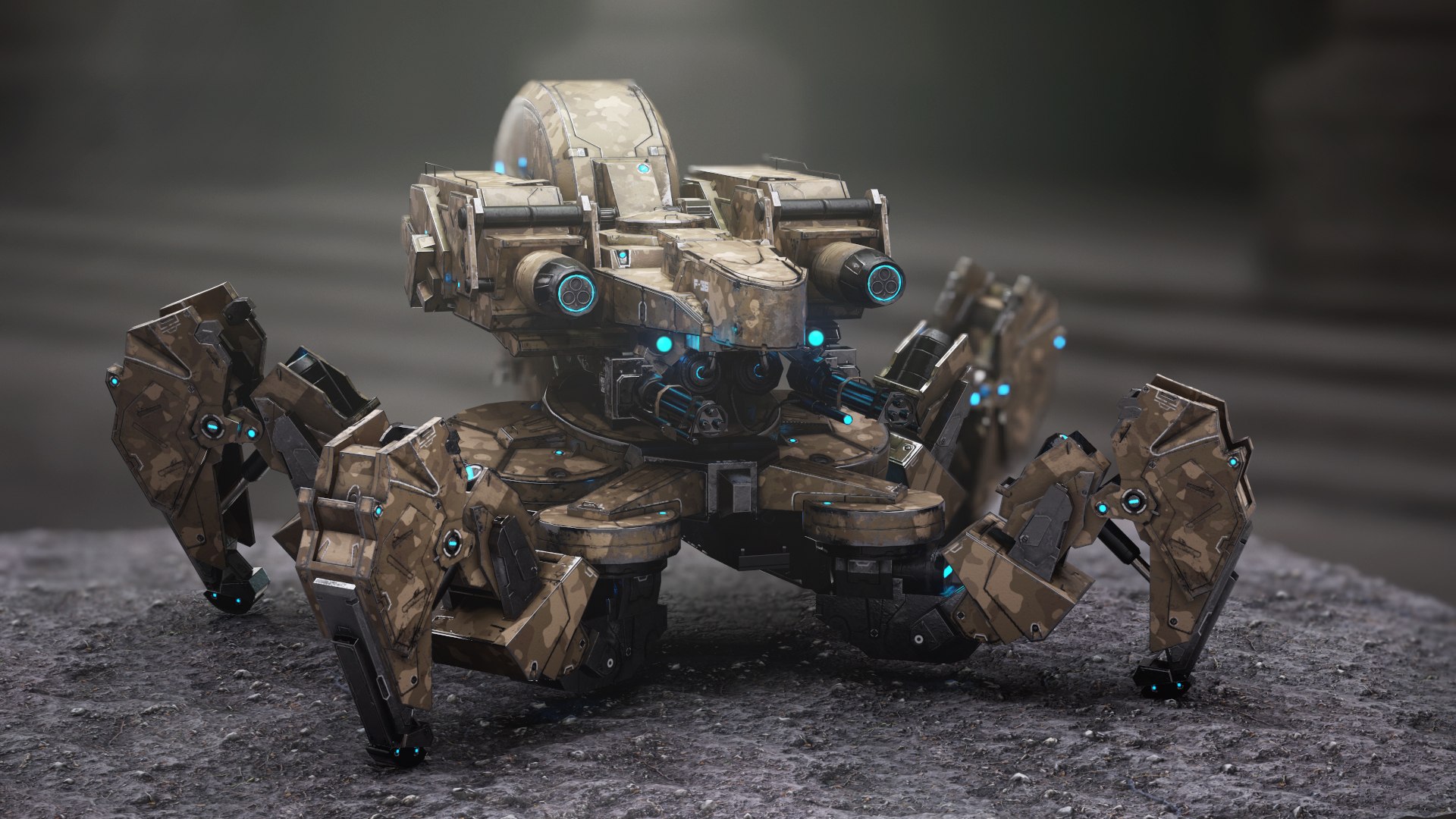 Spider Tank Mech Rigged Max