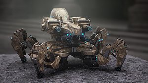 Spider Tank Mech-Rigged and animated