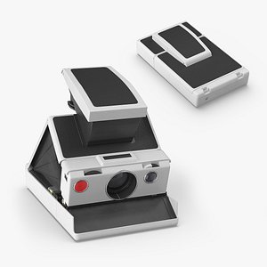 Retro Instant Camera Folding Type White Black Rigged for Maya
