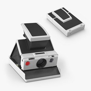 Retro Instant Camera Folding Type White Black Rigged for Maya