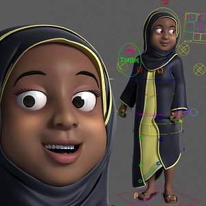 cartoon arab muslim black woman