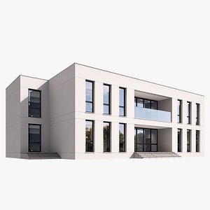 Modern 2-Story Administrative Office Building Exterior 3D Model