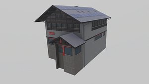 German old town bank branch Sparkasse Game Ready PBR with LODs 3D