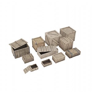 11 Low poly Wooden Crates model