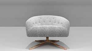 Round Fabric Lounge Chair with Wood Legs 3D model