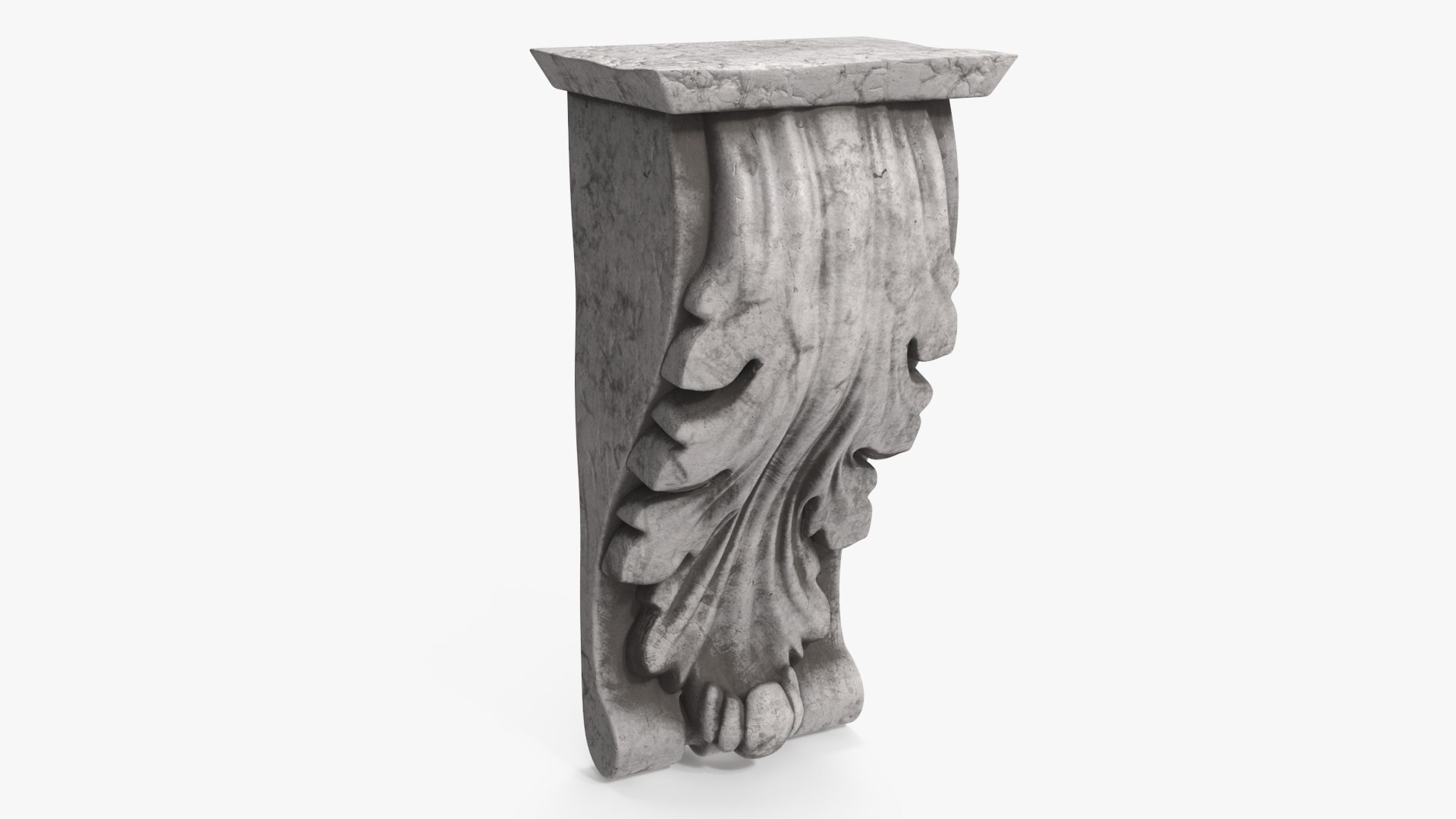 Aged Stone Corbel With Acanthus Leaf Gray 3D model preview