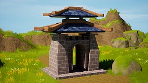 3D japanese stone gate model