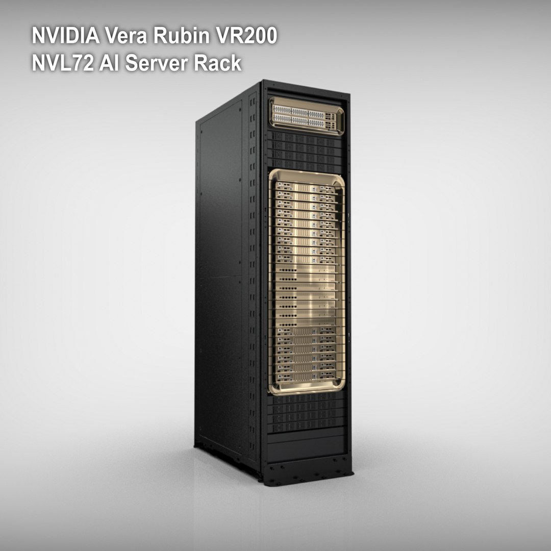 3D NVIDIA Vera Rubin VR200 NVL72 AI Server Rack https://p.turbosquid.com/ts-thumb/X1/TU3AsD/fE/cover3/jpg/1789353850/1920x1080/fit_q87/826b545f9b53f2db738182bea68673a06bffa314/cover3.jpg
