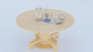 Round table with dishes
