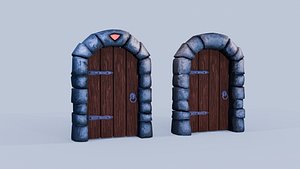 Stylized Medieval Stone Arch Doors 2 Variants