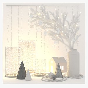 Christmas Decor white and mirror material 3D
