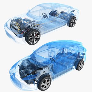 3D Electric Car SUV Chassis X-Ray model