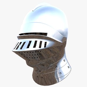 3D Silver Medieval Knight Helmet Armor Low Poly PBR 4K Game Ready 3D Model model