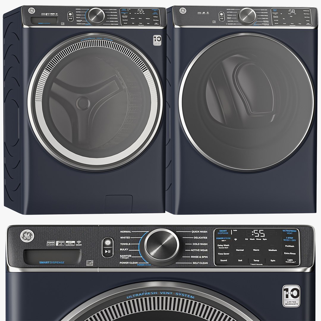3D GE - Washing And Dryer Machines GFW850SPNRS-GFD85ESMNRS - TurboSquid ...