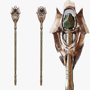 Witches Magic Staff Game Ready Low-poly 3D model