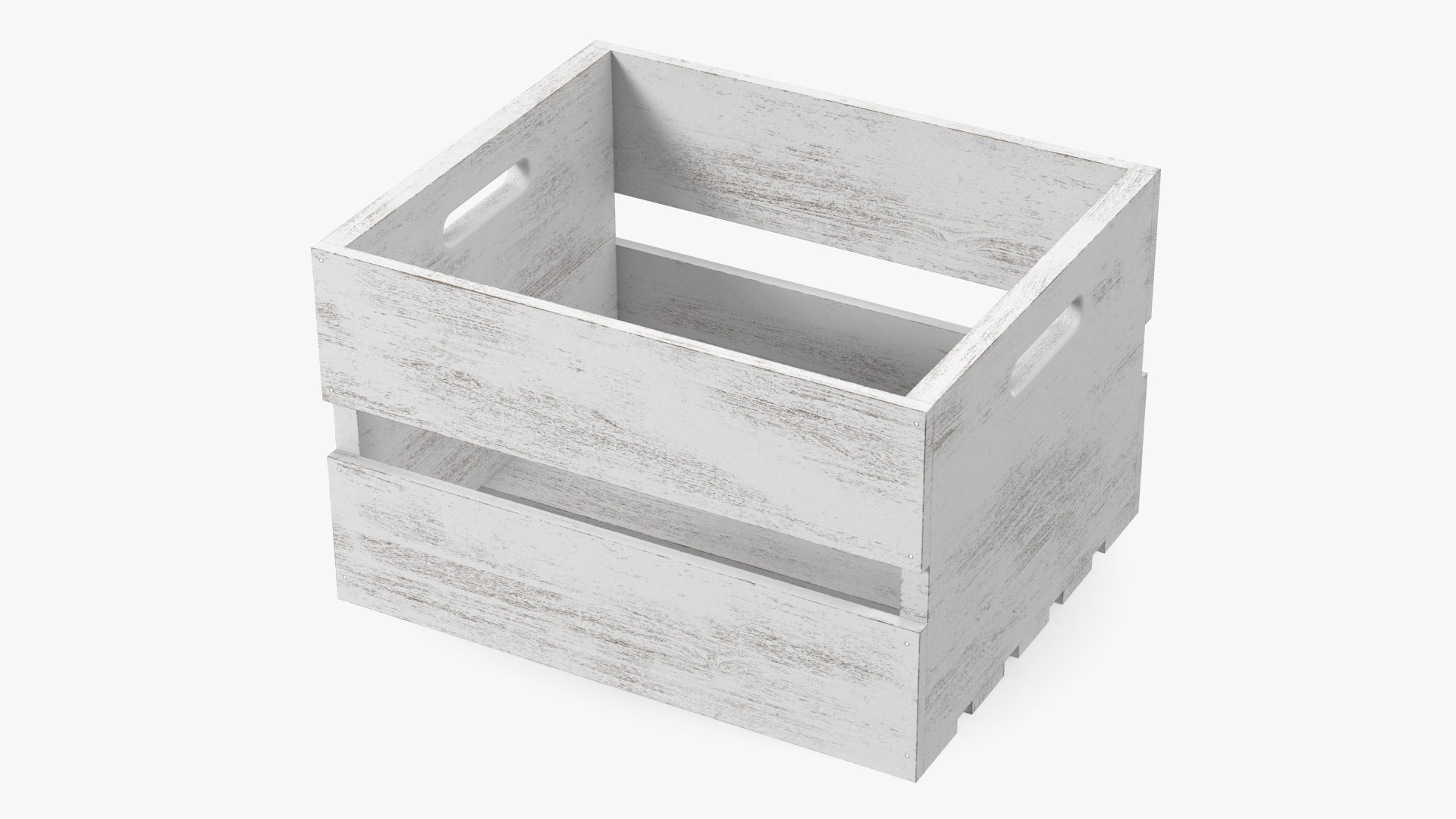 Wooden White Large High Fruit Box 3D model preview