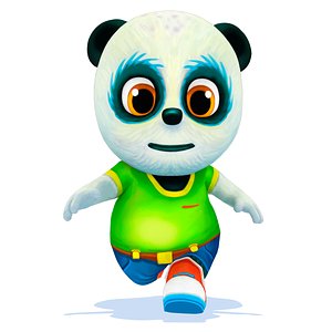 Panda Bear Low poly Animated Rigged