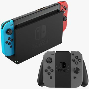 Detailed Nintendo Switch Docked With Controller