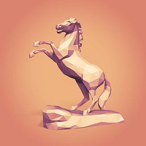 Cartoon Horse Statue - LOWPOLY 3D model