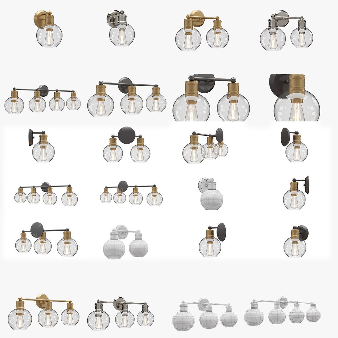 Hansford Bath Vanity Wall Light Collection 3D Model - TurboSquid 2302851
