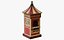Circus Ticket Booth - Tall Wooden Carnival Kiosk with Striped Roof PBR