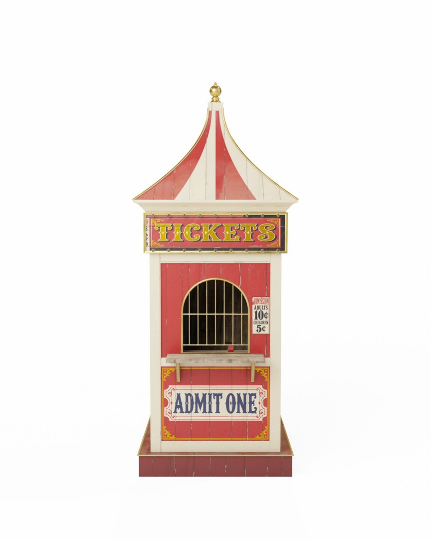 Circus Ticket Booth - Tall Wooden Carnival Kiosk with Striped Roof PBR 3D https://p.turbosquid.com/ts-thumb/X2/LZAM96/cz/03_orsiniticketbooth_03_front/jpg/1793304581/1920x1080/fit_q87/635bac9f071ac47ae3ef2b824f567e0bb3a52c55/03_orsiniticketbooth_03_front.jpg