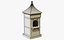 Circus Ticket Booth - Tall Wooden Carnival Kiosk with Striped Roof PBR