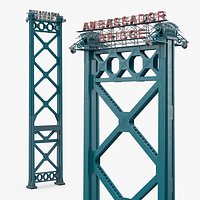 Ambassador Bridge Steel Support Tower Blue