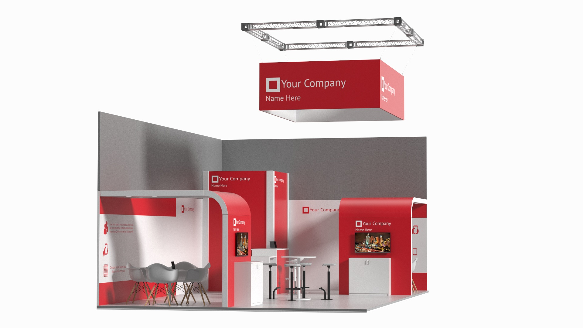 Exhibition Stand Red 3D Model TurboSquid 2290417