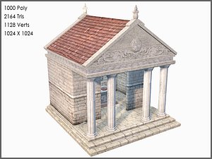 Classic Greek Temple, Low Poly, Textured
