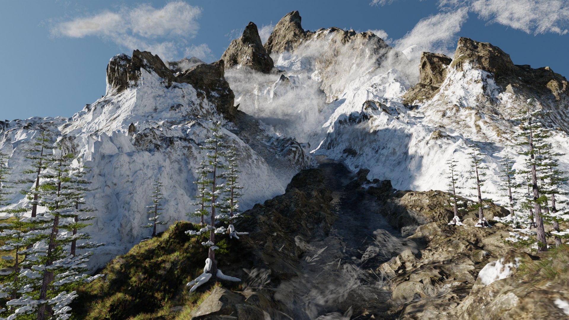 3D Snow Landscape Scene - TurboSquid 1789663