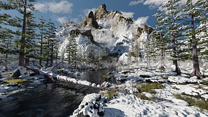 3D Snow Landscape Scene