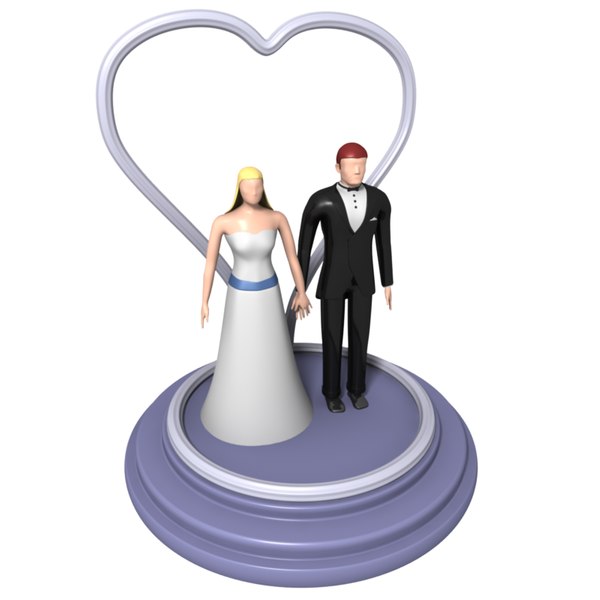 bride groom figures wedding cake 3d model