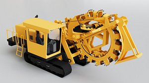 3D Wheel Trencher Heavy Machinery Construction Vehicle model