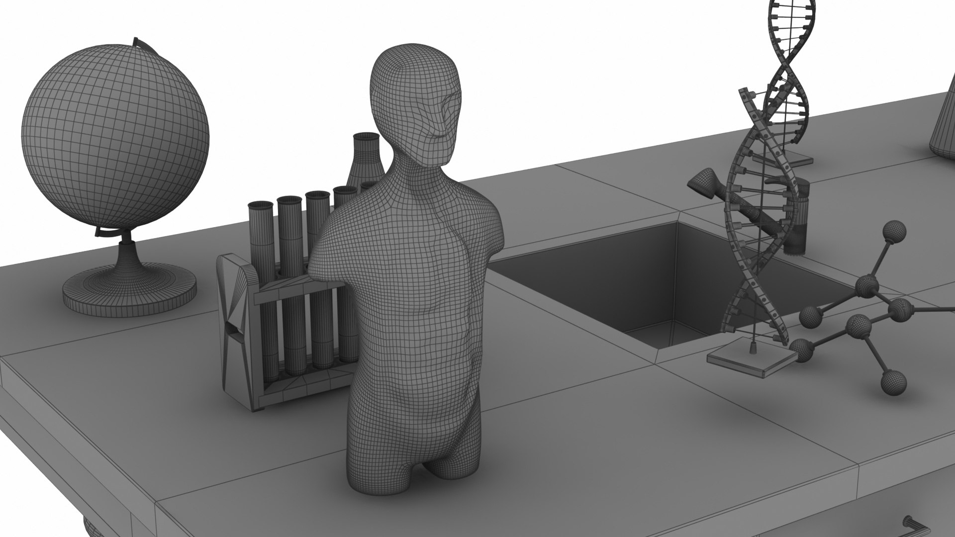 Education Lab Table Set 3D Model - TurboSquid 2457011