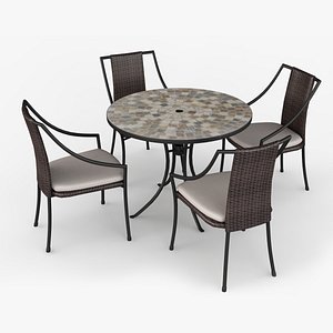 3D 5 Piece Dining Set with Cushions
