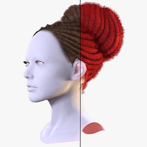 3D model Dreadlock Bun Hair -Realistic 3D Female Hairstyle