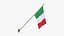 Italy Cloth Flag Wall Mount Animated 3D model