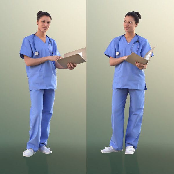 10897 Diana - Nurse Standing With Documents 3D model