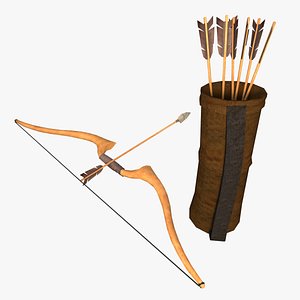 Low Poly Bow Arrow and Quiver